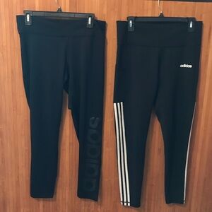 2 Pair! Adidas Women's Black High Waisted Leggings. Both Size Large, 34" Length